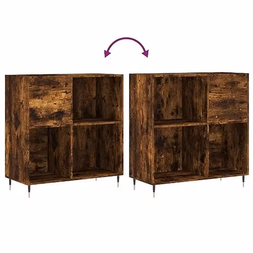 vidaXL Record Cabinet in Smoked Oak, W: 84.5 cm, D: 38 cm, H: 89 cm – 4