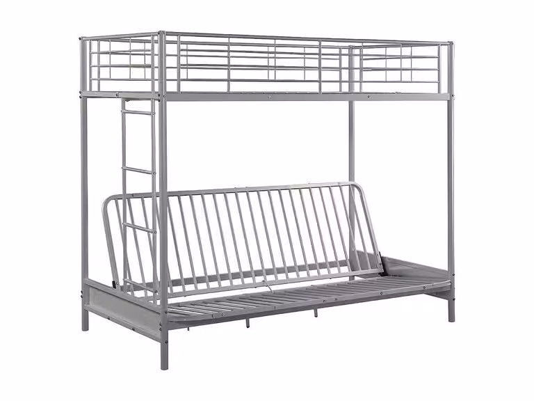 Vente-unique Metal Loft Bed with Convertible Bench in Silver, W/D/H: 190 x 90 x 170 cm