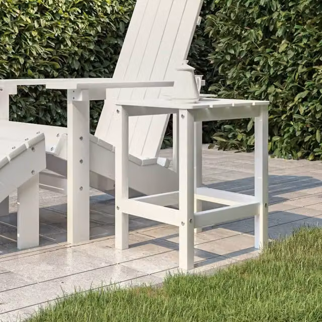 Berkfield Home Garden Adirondack Table in White, W/D/H: 38 x 38 x 46 cm