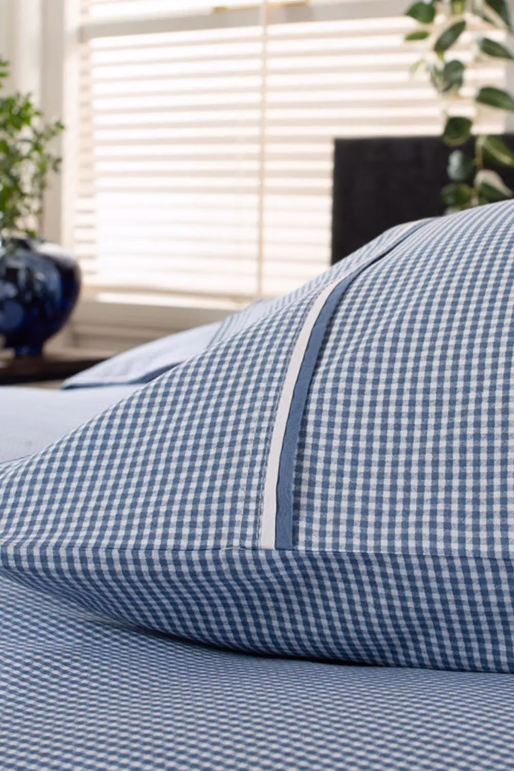 The Lyndon Company Blue Gingham Cotton Duvet Cover and Pillowcase Set, W: 140 cm, H: 200 cm – 2
