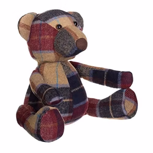 Orsina Large Green Check Bear Door Stop in Red and Multicolour, W/D/H: 40 x 55 x 55 cm – 2