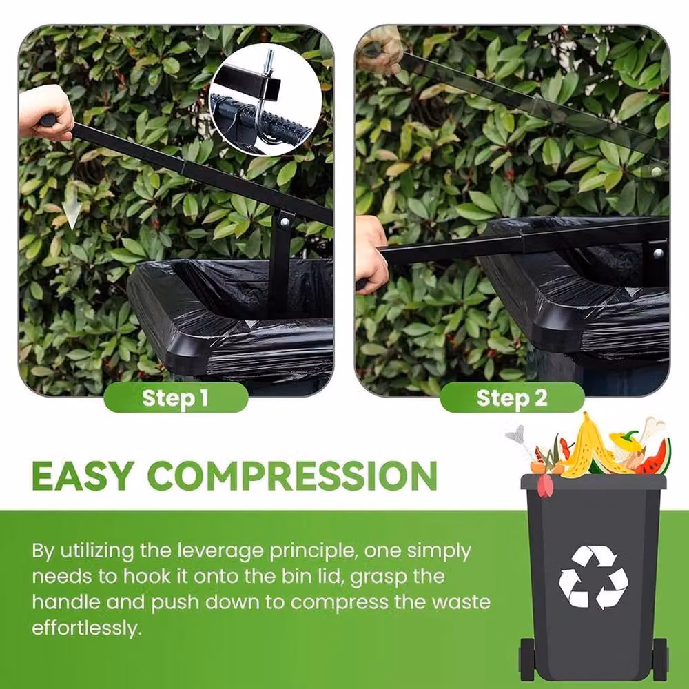 NESTLUNE Manual Trash Compactor Touchless Sensor Waste Recycling Bin in Black, Metal and Coated Steel, W/D/H: 100 x 15 x 15 cm – 2
