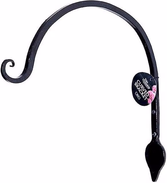 Tom Chambers Black Hanging Curved Garden Basket Bracket with Leaf Detail 30cm – 2