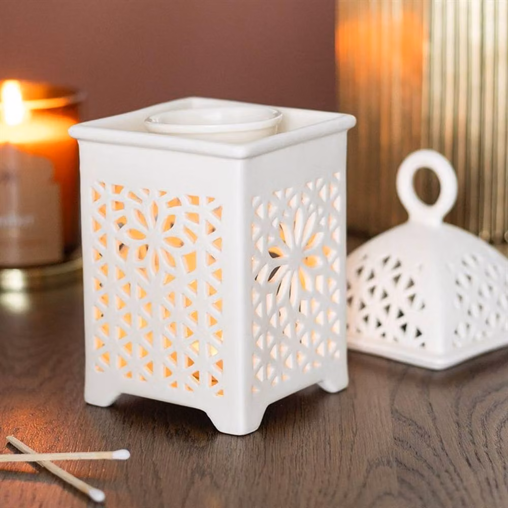 Uniqueful White Ceramic Lantern Multi Purpose Tealight and Pillar Candle Burner – 2