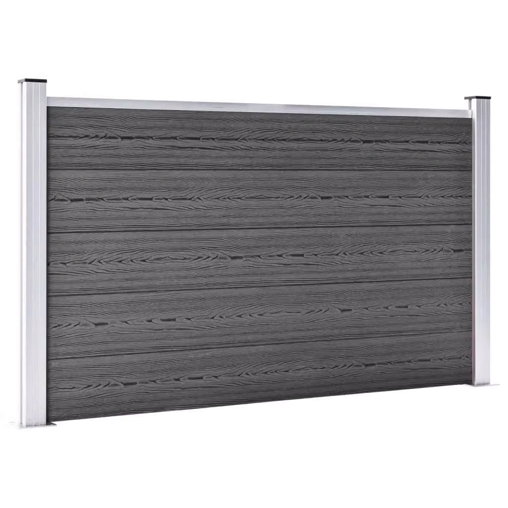 Berkfield Home WPC Fence Panel Set in Black, W: 526 cm, H: 105 cm – 3