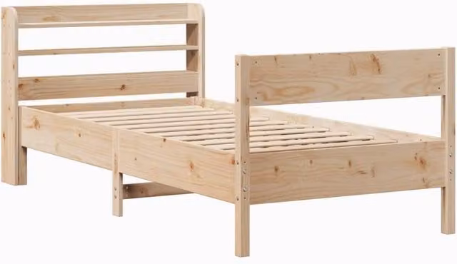 Berkfield Home Decorative Solid Wood Bed Frame in Natural Pine, W/D/H: 75 x 190 cm