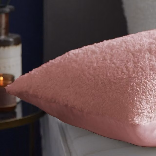 OHS Teddy Fleece Soft Touch Pillow in Blush Pink
