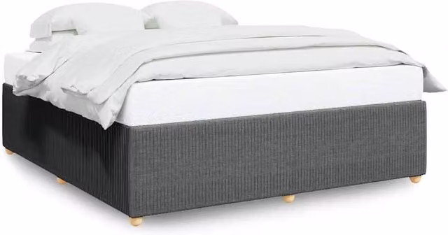 Berkfield Home Super King Upholstered Fabric Bed Frame in Dark Grey, W: 200 cm