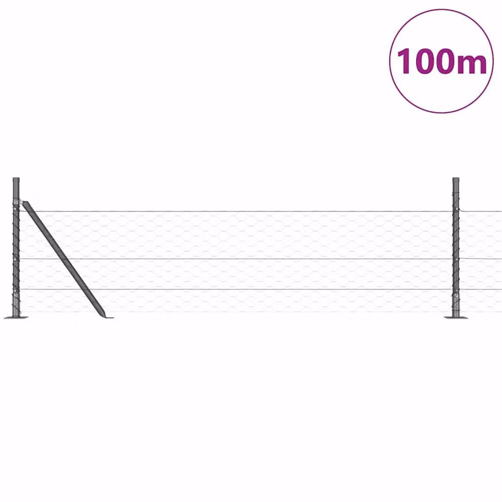 Berkfield Home Grey Steel Hexagon Fence, 0.4 x 100 m – 2