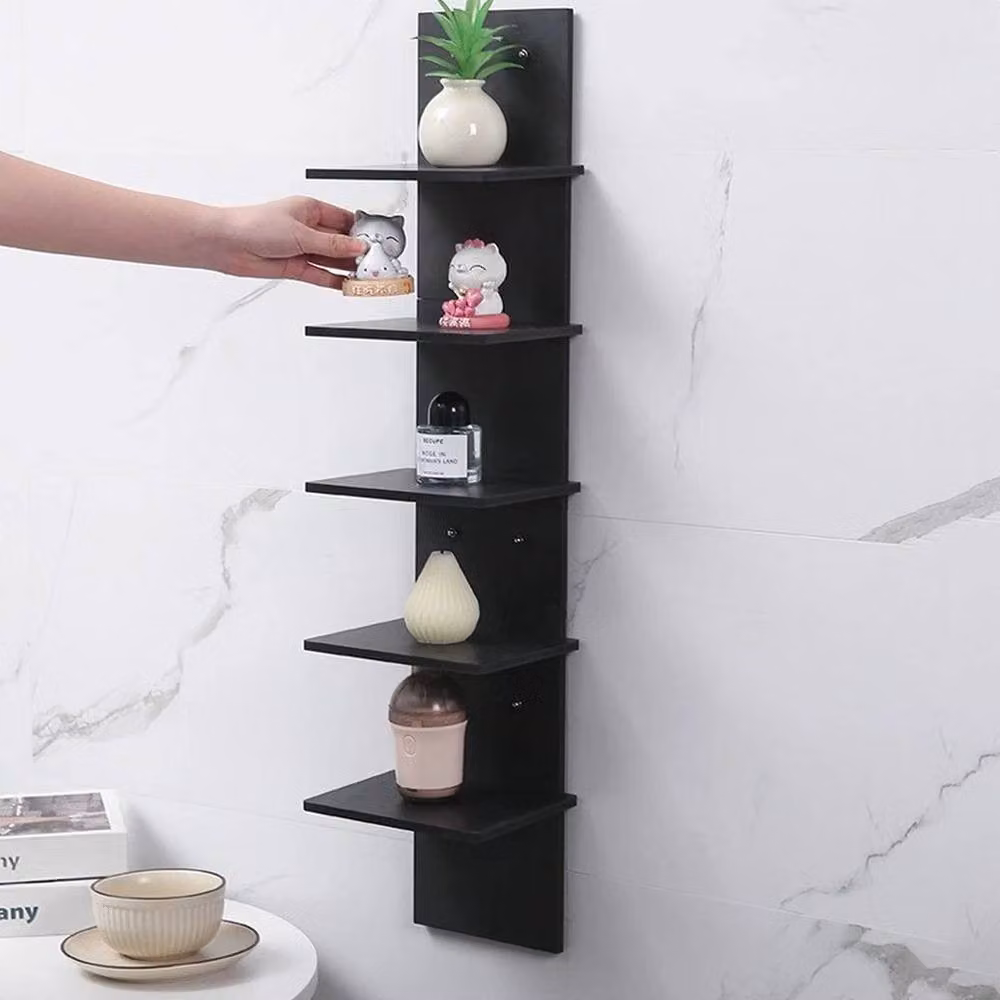 PAWNORA 5 Tier Modern Floating Wall Shelves in Black – 2