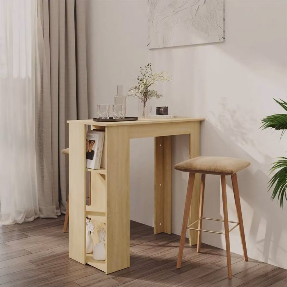 Berkfield Home Modern Bar Table with Shelf in Sonoma Oak, W/D/H: 102 x 50 x 103.5 cm – 2