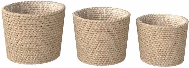 KORVIXA Set of 3 Seagrass Planters in Brown, Beige and Multicolour