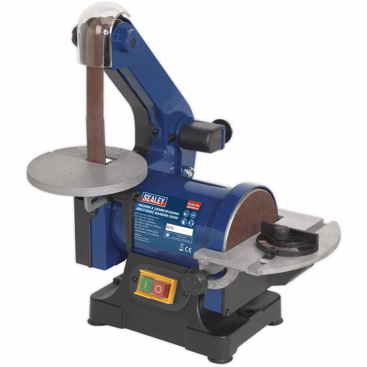 Loops Portable Table Mounted Disc and Belt Sander, 250W 230V, Blue/Multicolour, Belt: 25 x 762 mm, Disc: 125 mm – 2