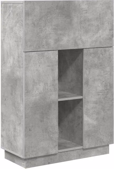 Berkfield Home Concrete Grey Computer Desk with Enclosed Cabinet Storage – 1