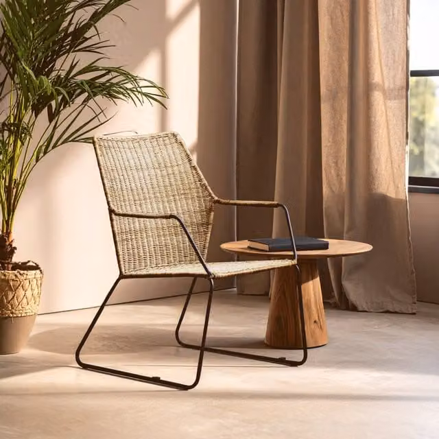 Orsina Manado Modern Rattan Armchair with Metal Frame in Brown, Black or Beige