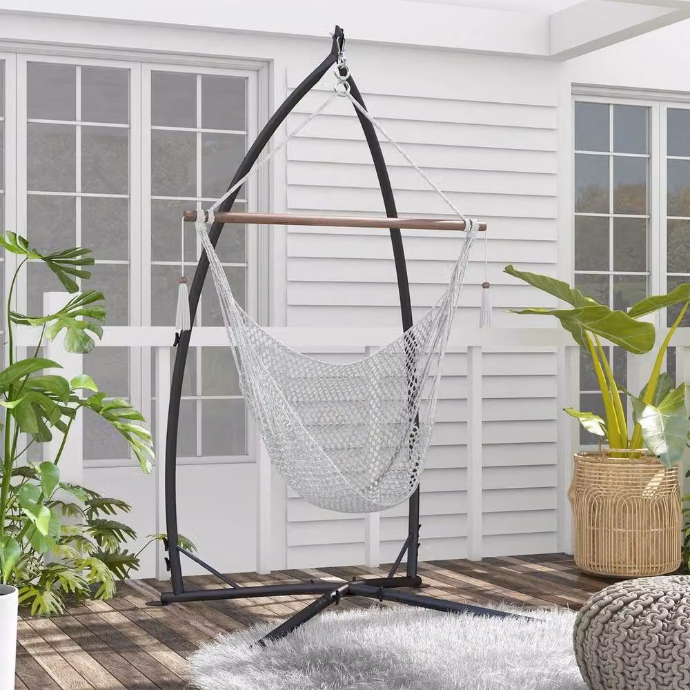 Kelvenix Metal Hammock Chair Stand with Chain in Black, H 215 x W 110 x D 110 cm – 2