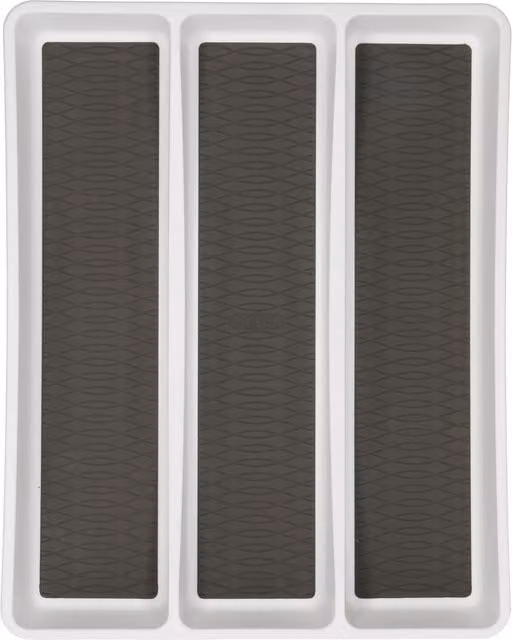 Copco Basics Non-Slip Plastic Cutlery Tray with Compartments, Grey