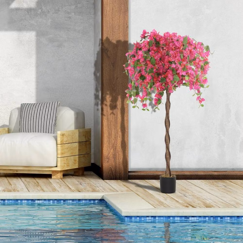 NESTLUNE Set of 2 Pink Decorative Artificial Potted Plants, Height: 100 cm, Width: 15 cm – 3