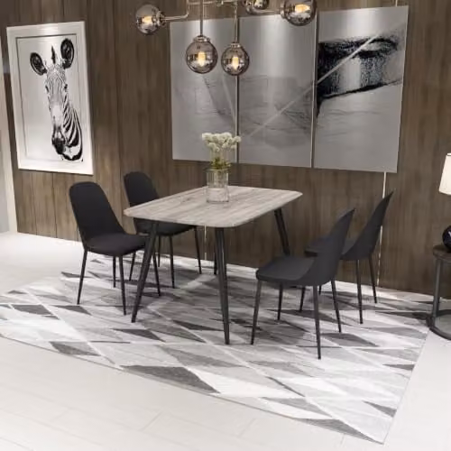 Core Products Aspen 5-Piece Modern Rectangular Dining Set in Black – 1