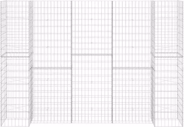 Berkfield Home H-Shaped Steel Wire Gabion Planter in Silver, W/D/H: 260 x 40 x 180 cm