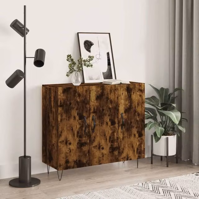 Berkfield Home Smoked Oak Sideboard in Brown, W/D/H: 90 x 34 x 80 cm – 1