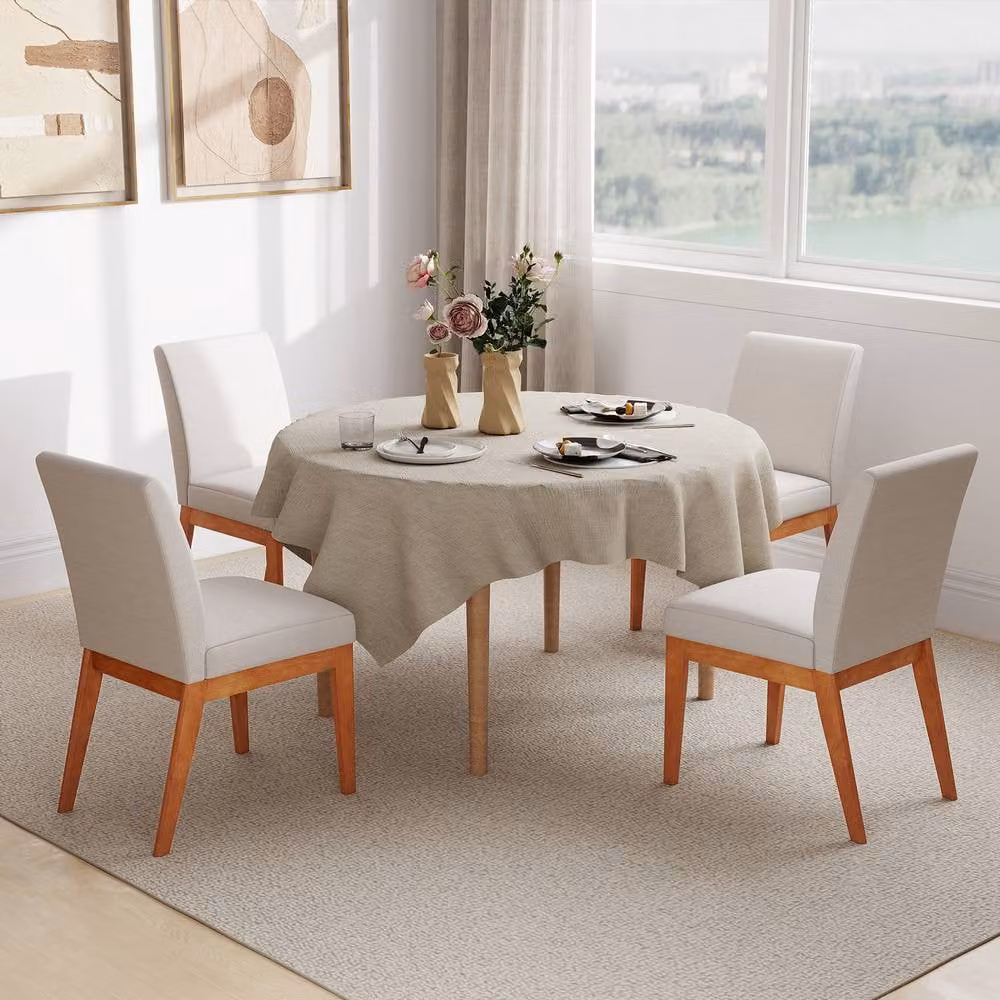 Costway Set of 2 Modern Upholstered Armless Accent Dining Chairs in Beige – 2