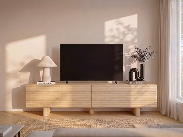 Vente-unique LUDIMA TV Unit with 2 Doors in Light Oak MDF