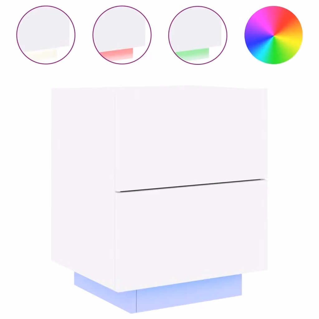 Berkfield Home Modern White Bedside Cabinet with Integrated LED Lighting and MDF Construction – 2