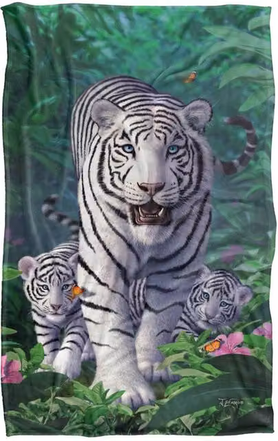 JQ Licensing White Tiger and Cubs Silky Touch Super Soft Fleece Throw Blanket, W/D/H: 91 x 147 cm – 6