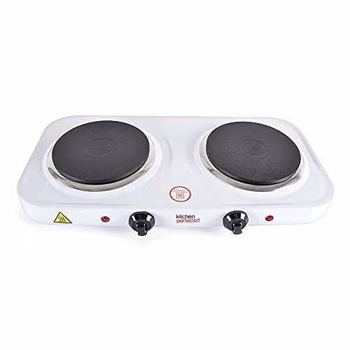 Lloydtron 2000W Double Cast Iron Radiant Hotplate with Overheat Protection and Auto Shut-off, White – 1