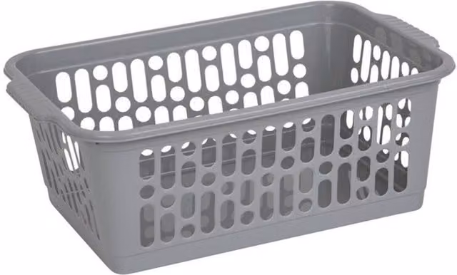Wham Slatted Plastic Basket with Handles in Grey