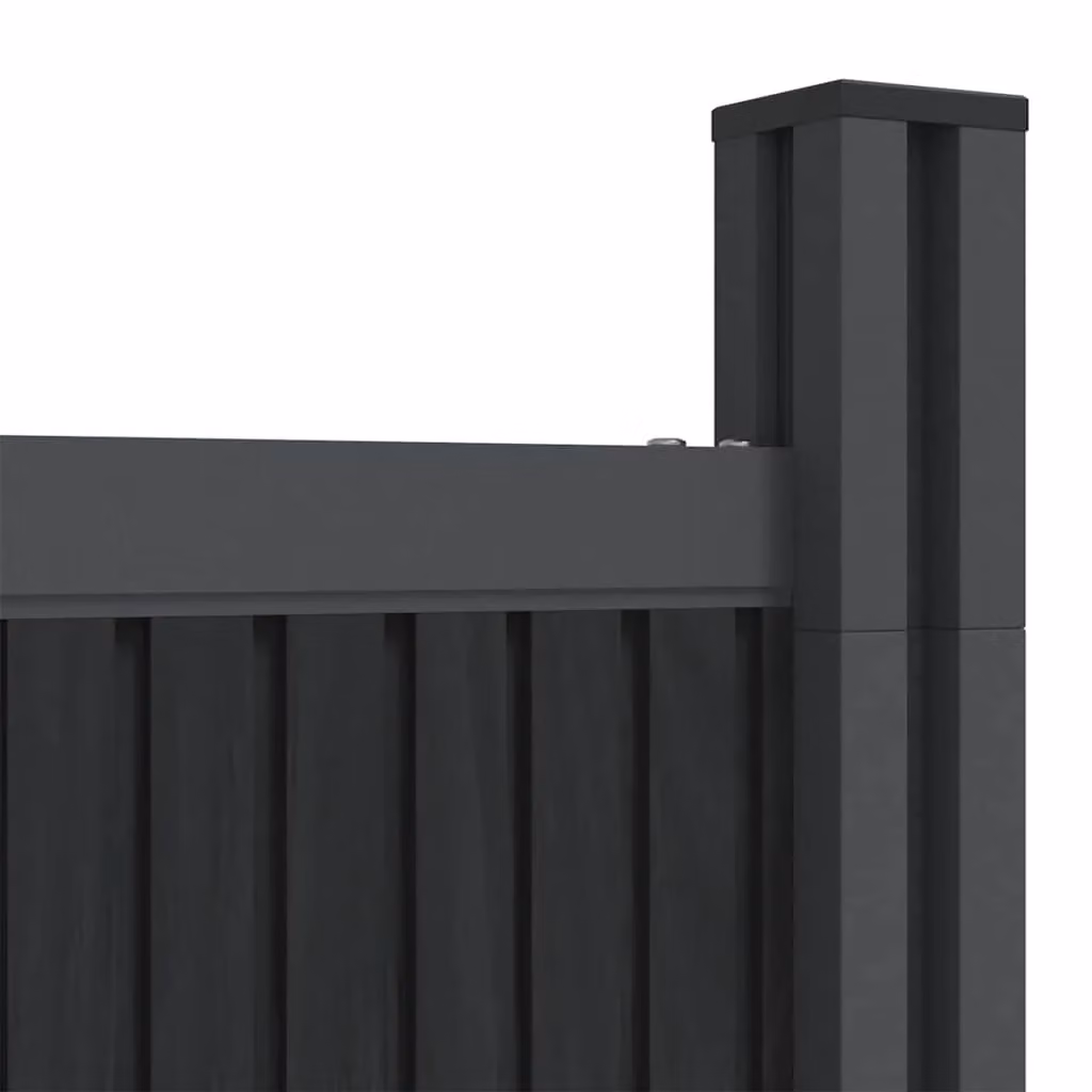 Berkfield Home Grey WPC and Aluminium Opaque Rectangular Fence Panel, W: 353 cm, H: 186 cm – 4