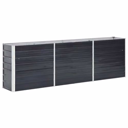 vidaXL Galvanised Steel Raised Bed in Anthracite, W/D/H: 240 x 40 x 77 cm