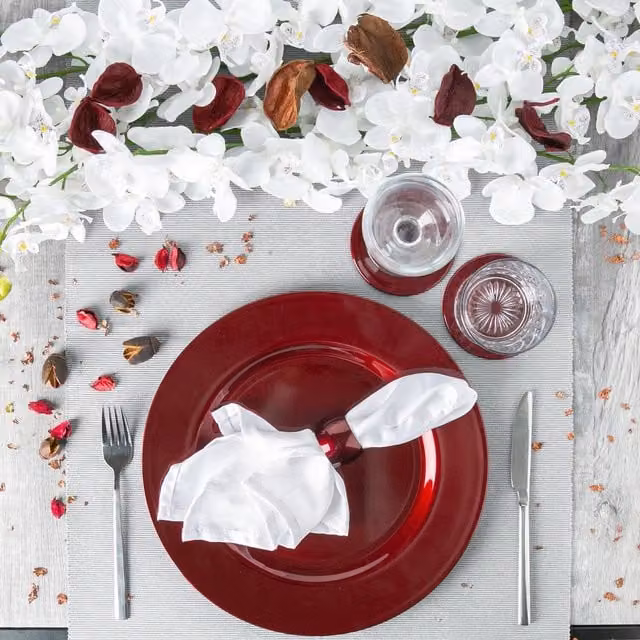 Argon Tableware Red Metallic Melamine Charger Plates, Set of 6