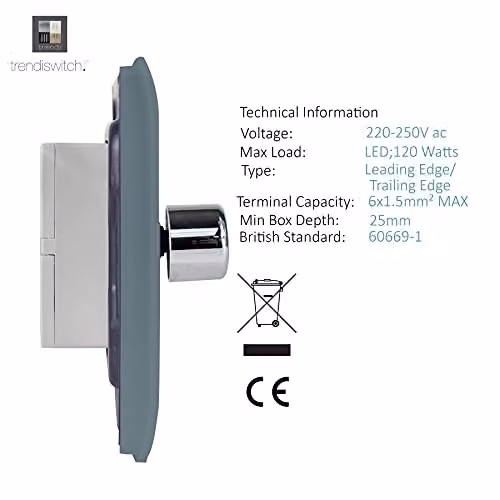 Trendi Switch 4 Gang 150w LED Dimmer Light Switch in Grey – 2