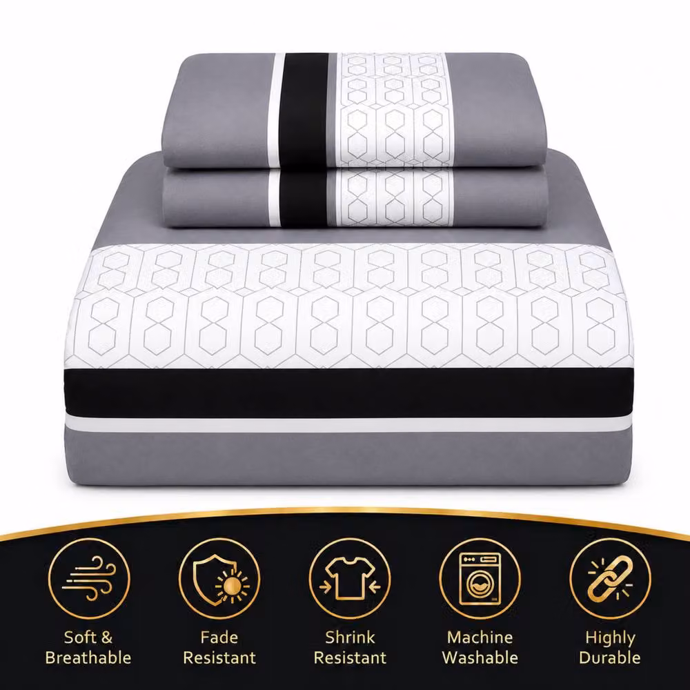 Pamposh Reversible Microfibre Duvet Cover Set in Grey and Black, Super King, 200 x 200 cm – 7