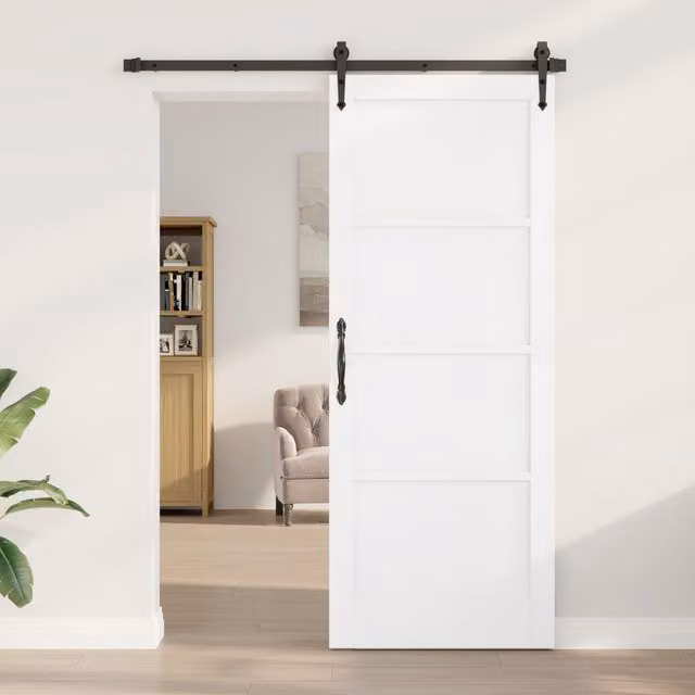 Berkfield Home Orkdal White Modern Sliding Interior Door in Lacquered Solid Wood, W/D/H: 83 x 4 x 211 cm