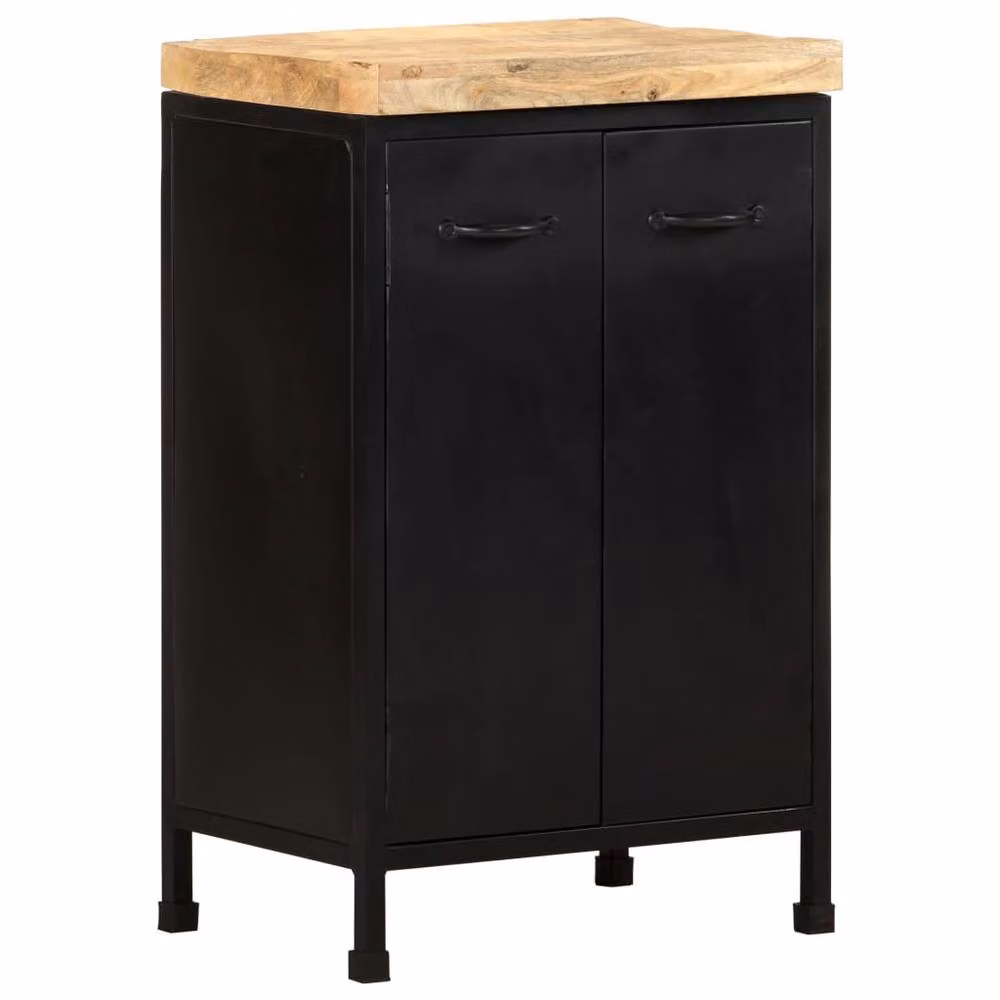 Berkfield Home Rustic Mango Wood Sideboard in Brown and Black, W/D/H: 47 x 35 x 76 cm – 2