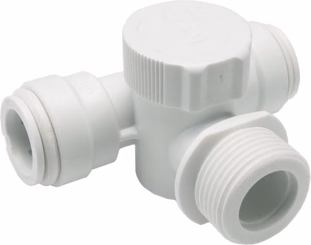 John Guest Straight Appliance Tee 15mm x 3/4 inch, White Matt, Pack of 5