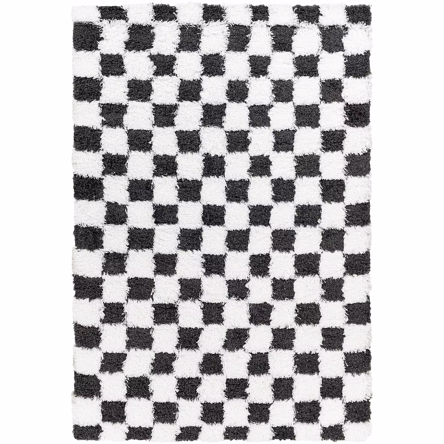 Livabliss Urban Checkerboard Plush Pile Living Room Rug in Yellow, Black, Beige and Pink, W: 160 cm, D: 220 cm – 1