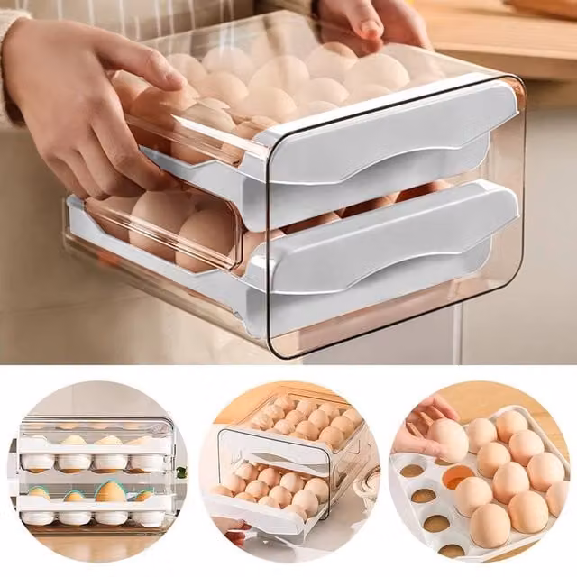 SPETLEK Egg Holder Box Tray Kitchen Storage Organiser in White – 1