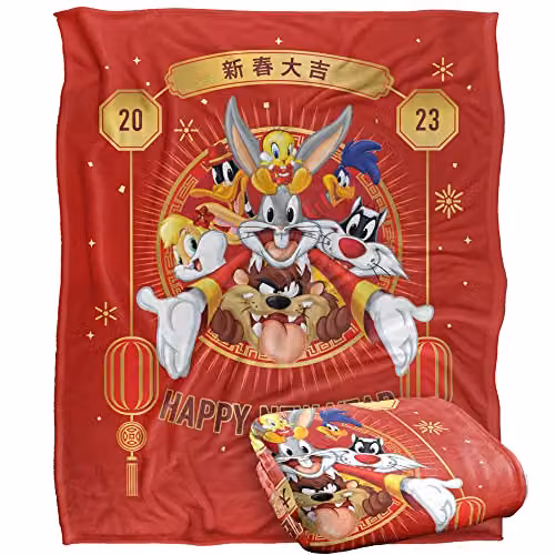 Warner Brothers Looney Tunes Multicolour Fleece Throw Blanket, W/D/H: 152 x 127 cm