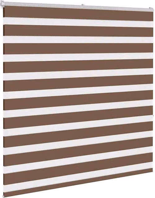 Berkfield Home Elegant Zebra Blind in Brown, W: 140 cm, H: 150 cm, Polyester Fabric – 1