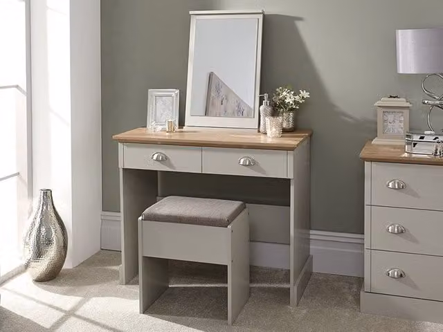 GFW Kendal Dressing Table with Stool in Grey – 2