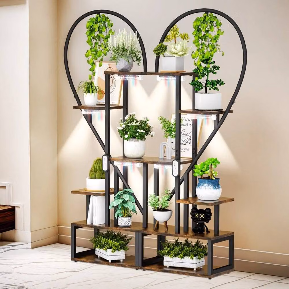 SPETLEK Retro Wood and Metal Plant Stand in Black, W/D/H: 112 x 28 x 167 cm – 4