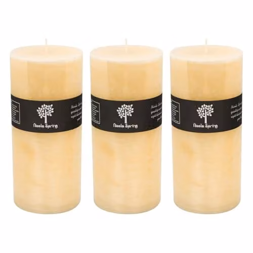 Nicola Spring Vanilla Scented Pillar Candles, Beige, Pack of 3