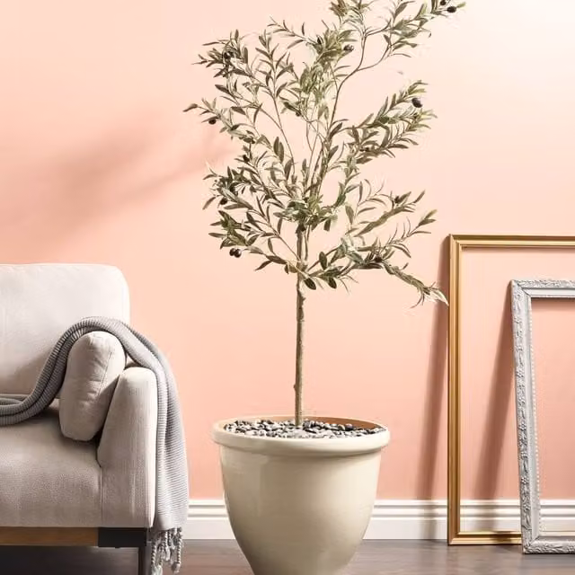 Wyld and Coco Beige Stone Fibre Clay Round Planter, Diameter: 49 cm – 1