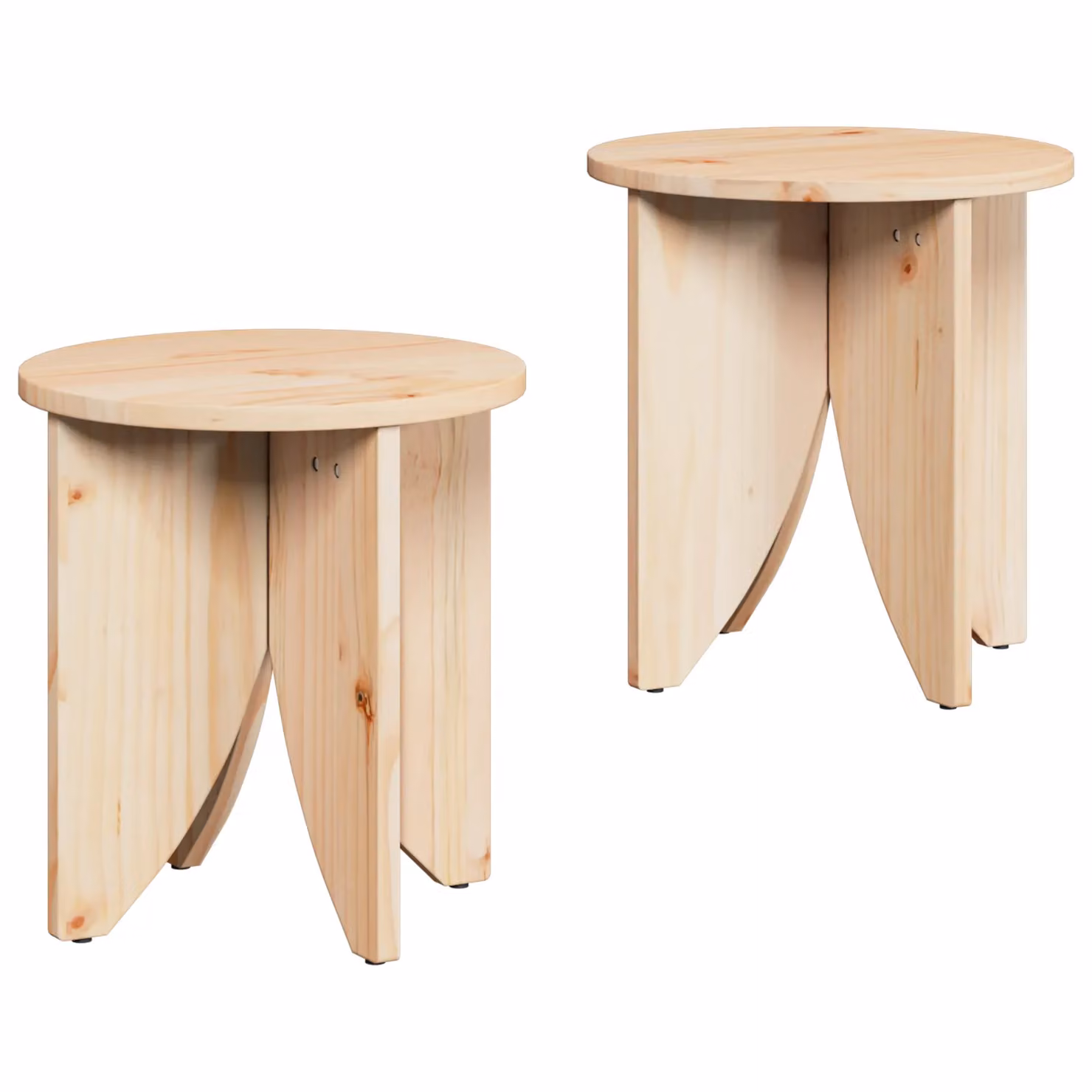 Berkfield Home Set of 2 Round Rustic Solid Pine Wood Coffee Tables in Brown, W/D/H: 41.5 x 41.5 x 44 cm – 2