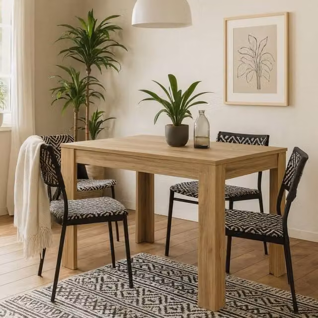 Wyld Haus Faro Extendable Rectangular Dining Table in Brown with Oak Legs