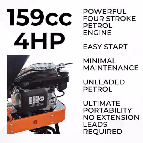 Ark Mat 4HP Petrol Wood Chipper Shredder Mulcher in Orange with 159cc Engine and Belt Drive Transmission – 3